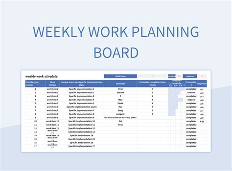 Image result for Weekly Work Plan Template Excel