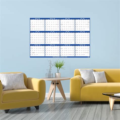 2025 Yearly Wall Calendar - Large Yearly Calendar 2025, Jan 2025 - Dec ...