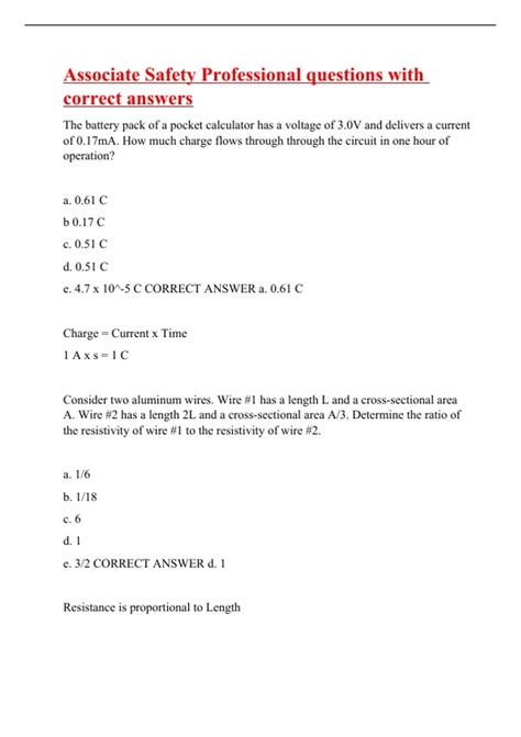 Associate Safety Professional questions with correct answers - ASP ...