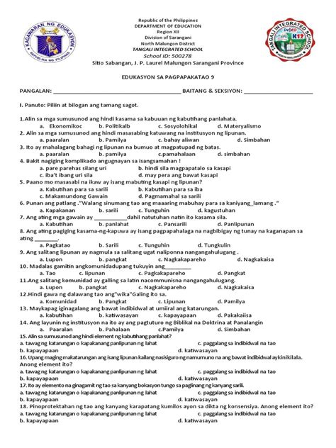 Image result for Performance Task Sample ESP 9 Quarter 1