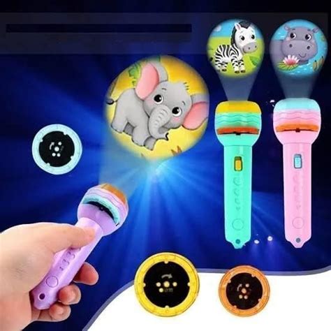 KidzZbe Mini Projector Torch Toy with 3 Slides, 24 Patterns - Safe, ABS ...