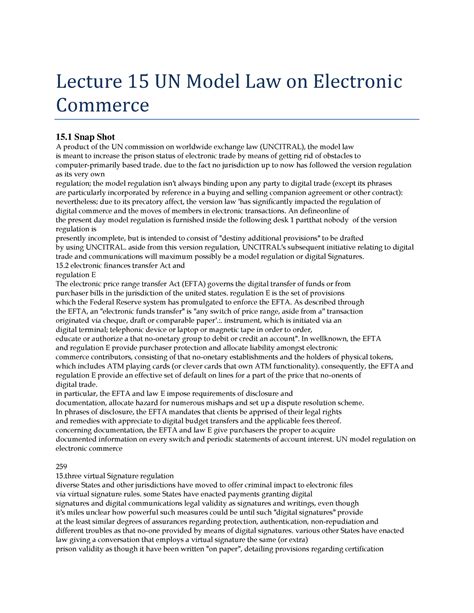 Lecture 15 UN Model Law on Electronic Commerce - due to the fact no ...