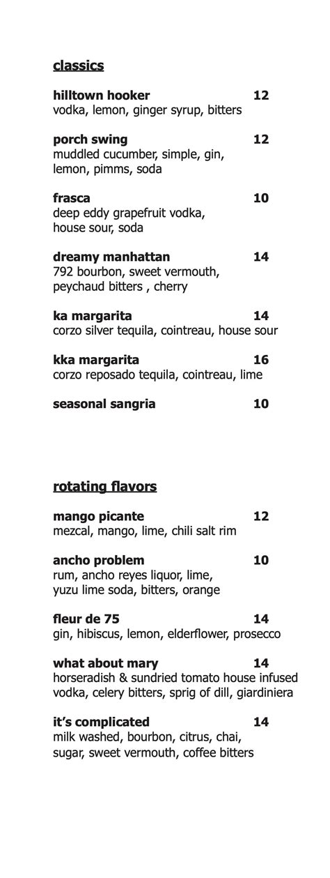 menu — The Dream Away Lodge