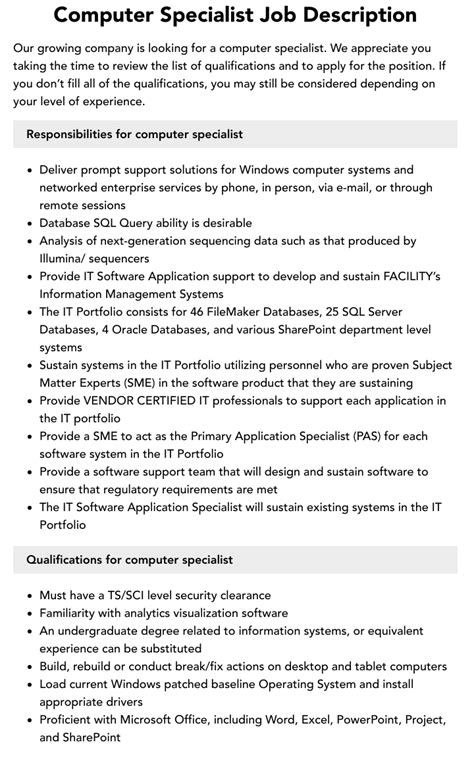 Image result for Computer Tech Support Job Description