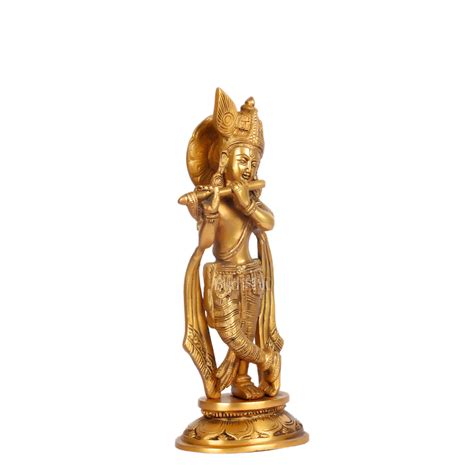 Brass Murlidhar Krishna Idol 9.5 Inch | Budhshiv.com