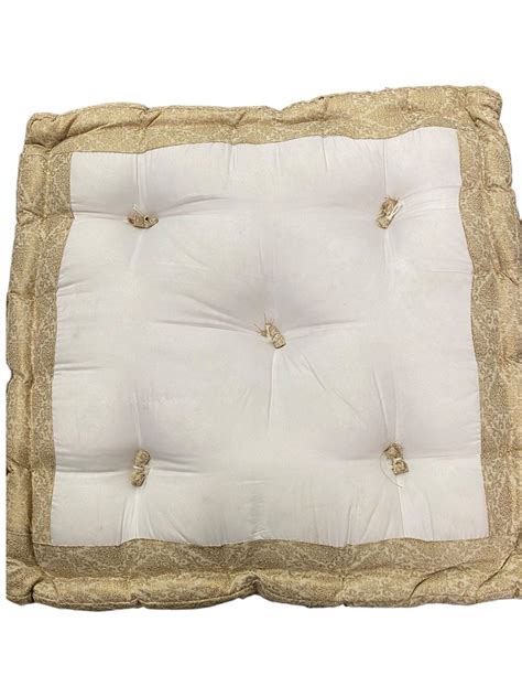 Cream Brocade Tufted Floor Cushion: Meditation Seating