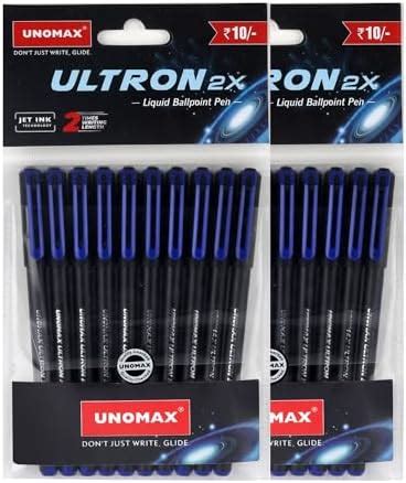 UNOMAX Boldtron 2X 1.0mm Ball Point Pens - Pack of 20 (20 Black) | Fast ...