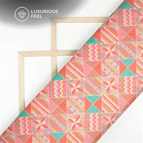 Classy Geometric Digital Print Lush Satin Fabric – Fabcurate
