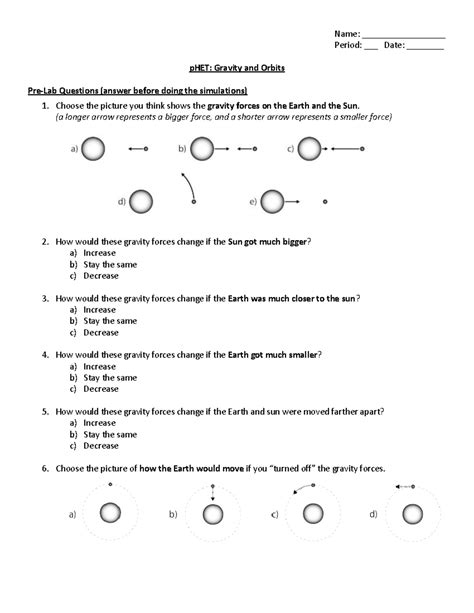 Orbits And Gravity Activity