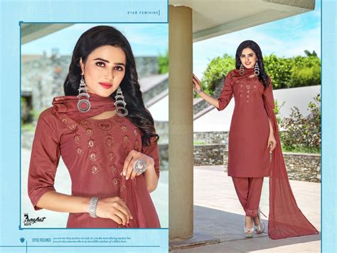 Premnath Panghat Vol 5 3pc Catalog Kurti Pant Set With Dupatta Party Wear