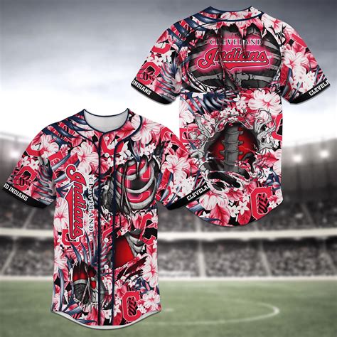 471 Cleveland Indians Mlb Baseball Jersey Shirt Skeleton - Hearthtops Store