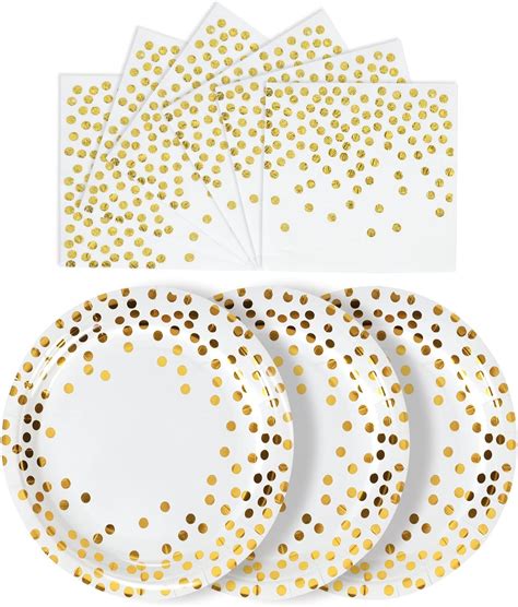 Amazon.com: Nervure 100 Pieces Gold Plastic Plates - 10.25inch Gold ...