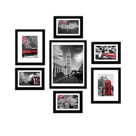 Picture Frames Set Black Solid Wood Photo Frames Collage Wall Gallery ...