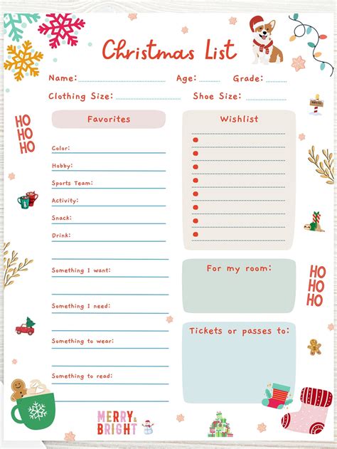 Kids Christmas Wish List Printable Gift Wish List Childrens - Etsy