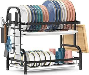 Sisliya 2-Tier Dish Rack, Stainless Steel Dish Drying Shelves with ...