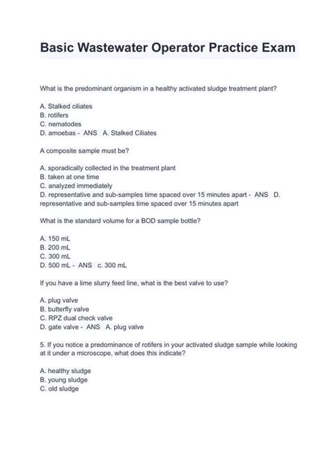 Image result for Wastewater Math Practice Questions