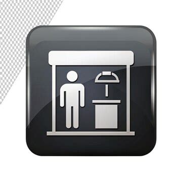 Black squared button with parking booth and cashier on transparent ...