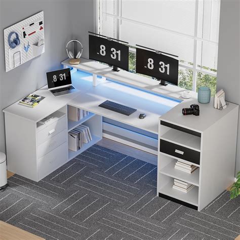 Vagaconl White Computer Desk with Drawers, 61.02 Home Office India | Ubuy