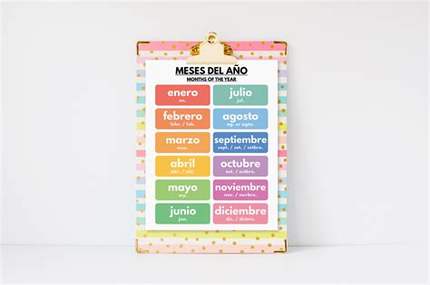 Spanish Language, MONTHS of THE YEAR Set of 2 Posters, Spanish Classroom Poster, Educational ...