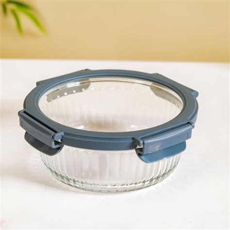 Leakproof Fluted Glass Microwave Safe Container Set Of 2 950ml Online ...