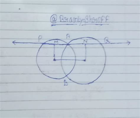 Two circles whose centre are O and O' intersect at P. Through P, a line ...