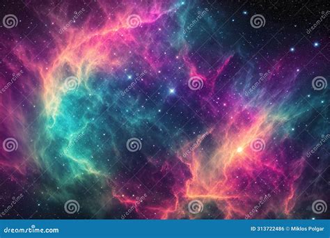 A Nebula, a Cloud of Gas and Dust in Space that Glows with a Pink and ...