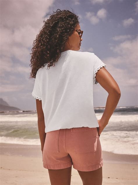 Buy White Short Sleeve Bubblehem 100% Cotton T-Shirt from Next India