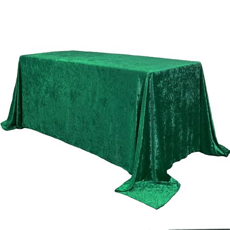 90 x 132 Inch Rectangular Crushed Velvet Tablecloth Emerald Green ...