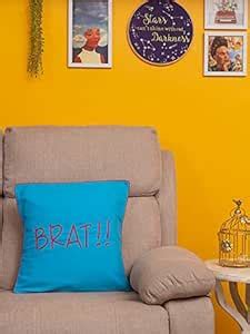 Buy Brat Blue Hand Embroidered Cushion Cover - 16" x 16" Size Cotton ...