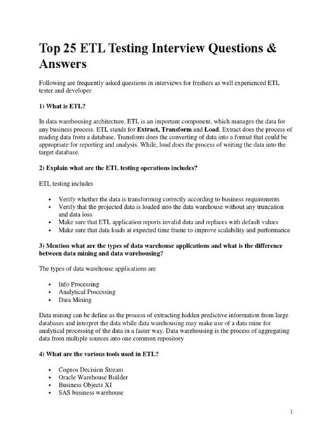 Image result for ETL Testing Interview Questions