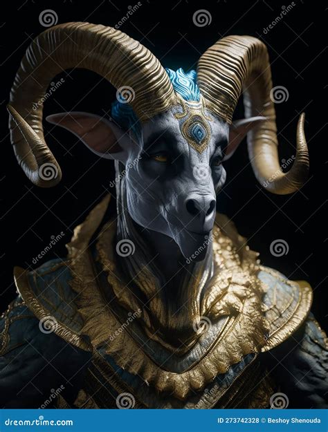 Fantasy Goat God Holy Golden Statue Stock Photo - Image of goat ...