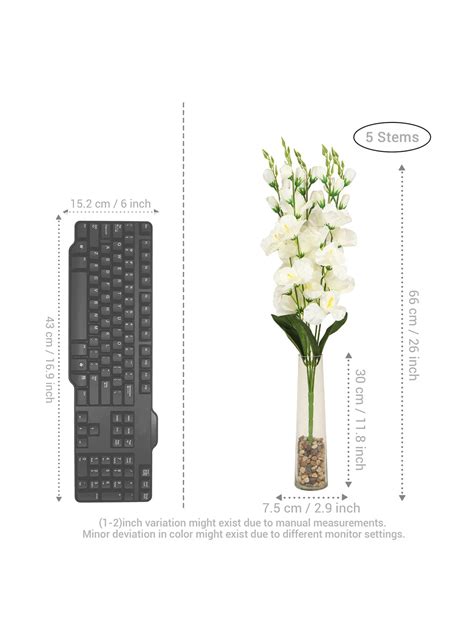 Buy | White and Green Artificial Flower Bunch with Glass Vase | Tied ...