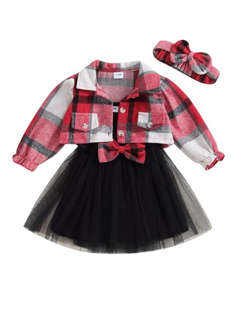 Biekopu Baby Girls 3Pcs Fall Outfits Sleeveless Tulle Dress with Plaid ...
