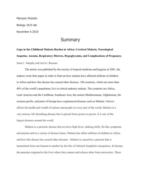 Image result for Summary Report Example