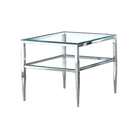 Chrome & Glass Cube Side Table - PEAK Event Services