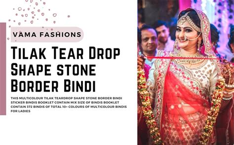 VAMA Fashions Multicolour Tilak Tear Drop Shape Stone Border Bindi ...