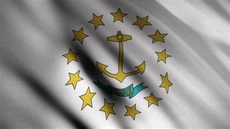 Abstract Rhode Island flag waving in the wind. Animation. The flag is ...