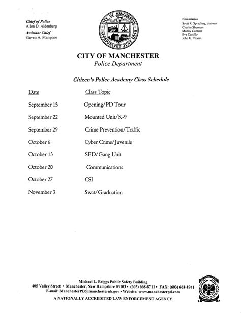 Manchester Police Department 34th Citizens Academy schedule | Free Keene