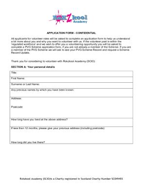 Fillable Online Volunteer Application Form for Non-Profit Form Template ...