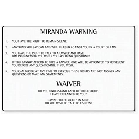 Printable Miranda Warning Card - Free Printable Templates