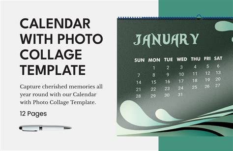 Calendar with Photo Collage Template in Word, PDF, Google Docs ...