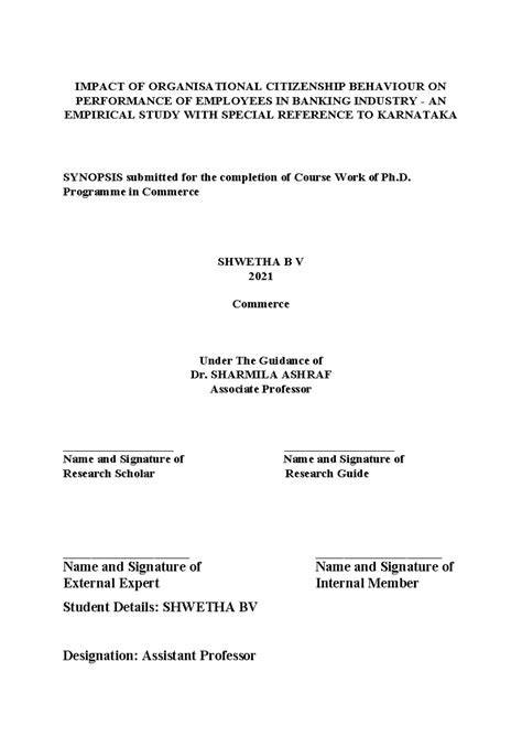 Synopsis OCB - nafyttytf - IMPACT OF ORGANISATIONAL CITIZENSHIP ...