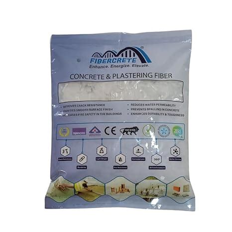 FIBERCRETE Plastering Fiber - 6mm, 125Gms per pack, Set of 10Packs. BIS ...