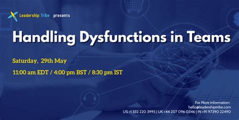 Handling Dysfunctions in Teams, May 29 2021 | Online Event | AllEvents