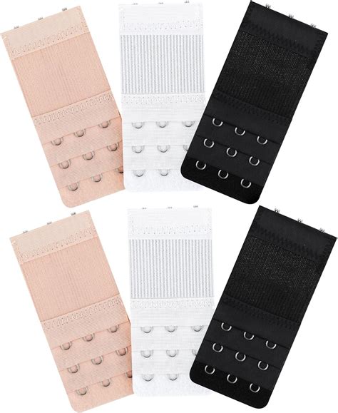 Lusofie 6 Pack Elastic Bra Extenders 3 Hook 3 Row Soft and Comfortable ...