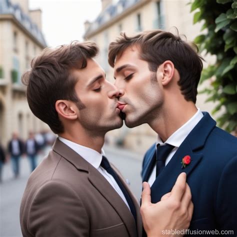 Gay Couple French Kissing | Stable Diffusion Online
