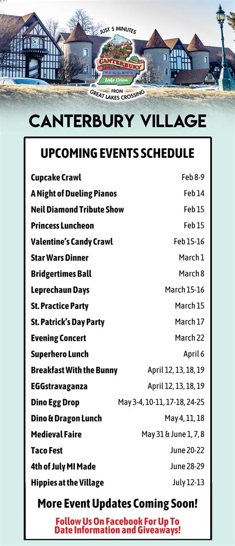 Schedule – Canterbury Village – Lake Orion