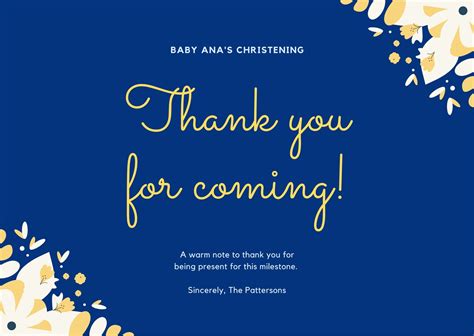 Free, printable custom christening thank you card templates | Canva