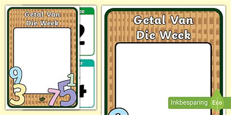 Getal Van Die Week Plakkate en Kaartjies (teacher made)