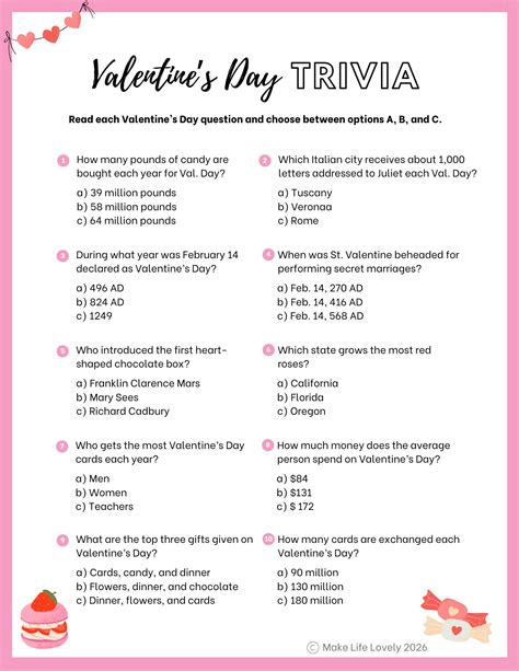 Best FREE Printable Valentine's Day Trivia (+ Answer Sheet}